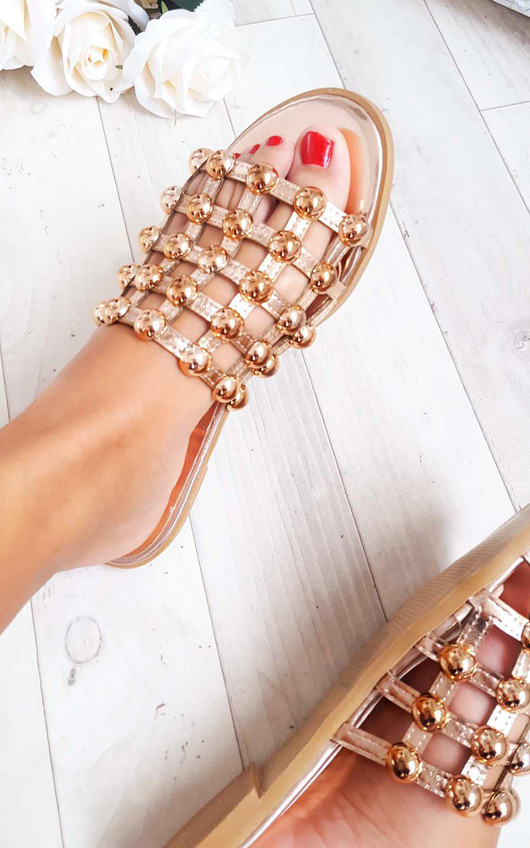 gold studded sliders