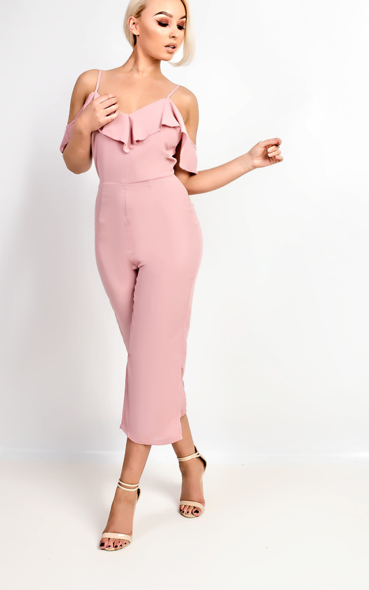 pink frill jumpsuit