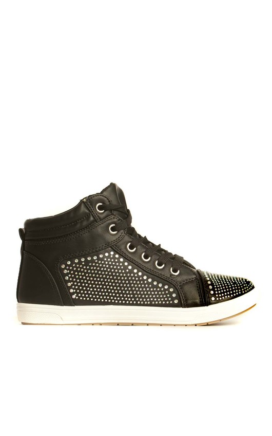 IKRUSH Women's Josie Gem Hi-Top Trainers Size in BLACK Size 3 IKRUSH Women's Josie Gem Hi-Top Trainers Size in BLACK Size 3