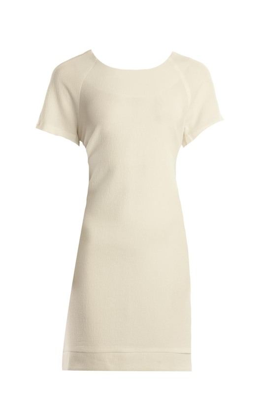 cream shift dress