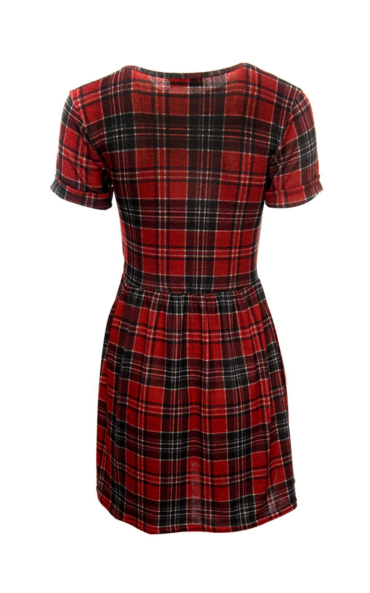 red tartan skater dress