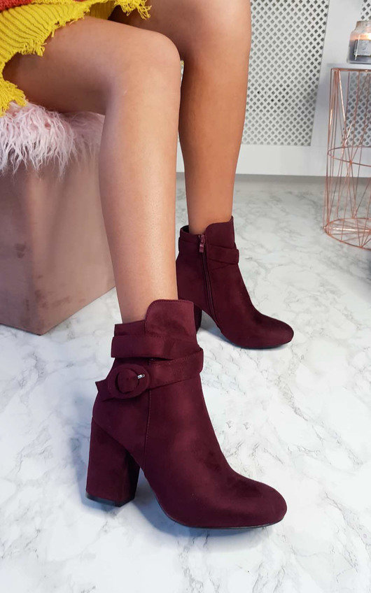 wine suede boots