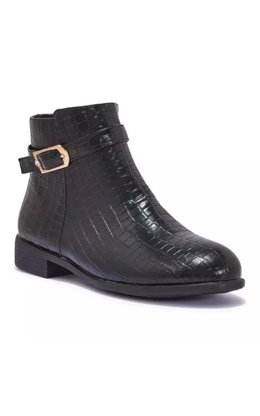 croc print black boots