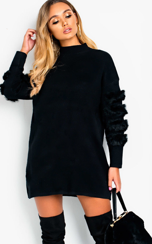 fur arm jumper dress