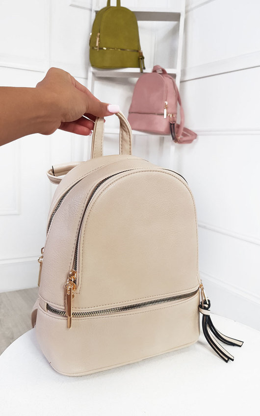 cream leather backpack