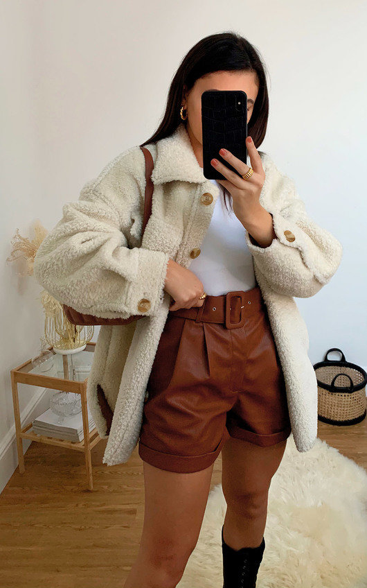 brown leather shorts