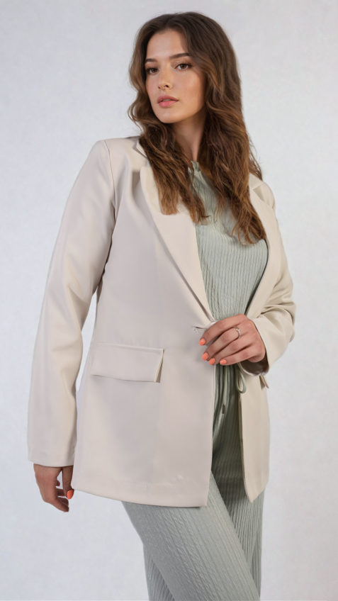 Womens Blazers Ruched Sleeve Oversized Blazers iKrush - Main Image