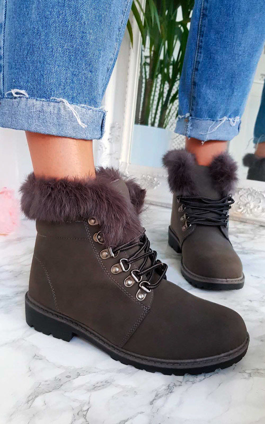 lace up boots fur