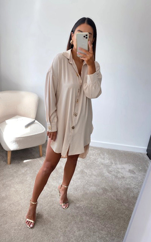 beige oversized shirt