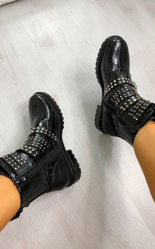 croc print ankle boots