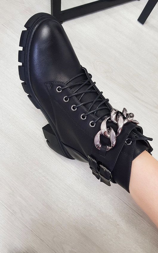 Libby Chain Detail Chunky Lace Up Boots