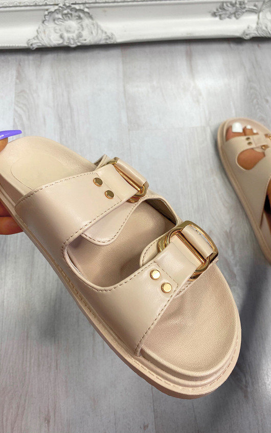 ladies buckle sliders