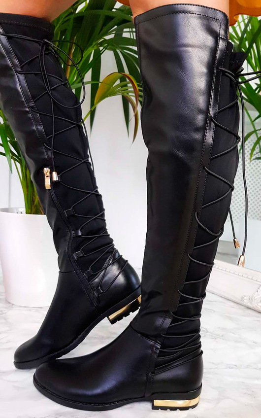 knee high boots lace back