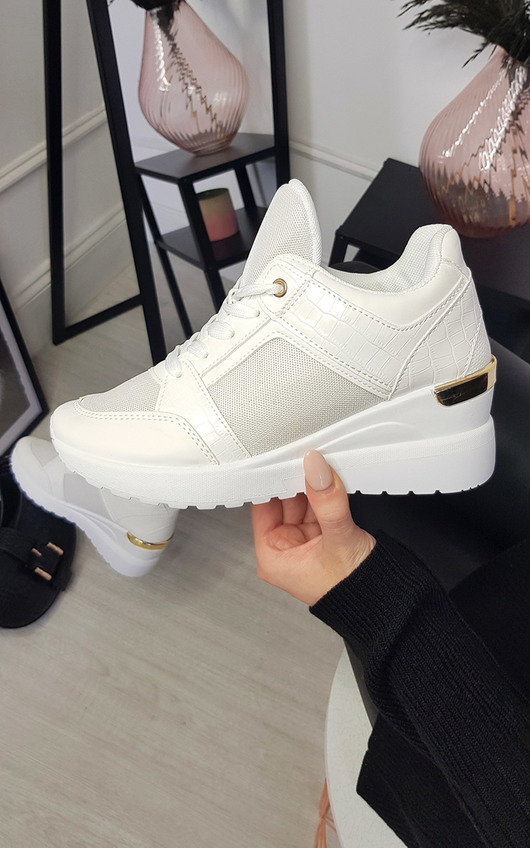 white wedge trainers