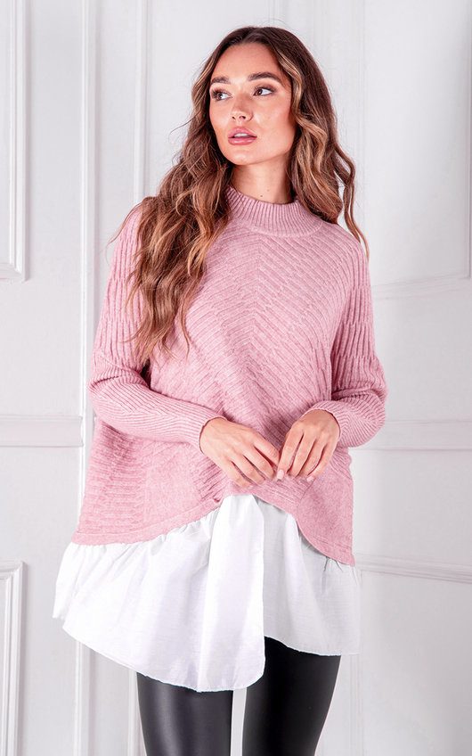 Nahla Knitted Shirt Jumper in Pink ikrush
