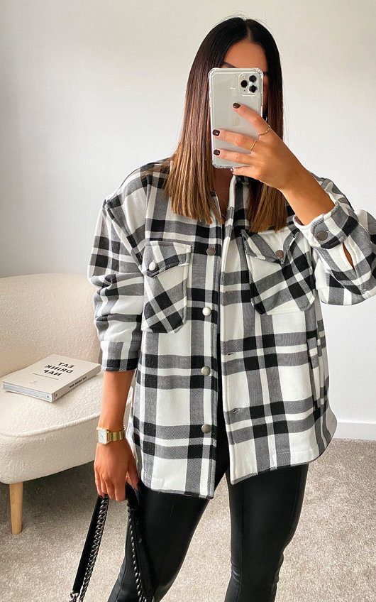 black white checks shirt