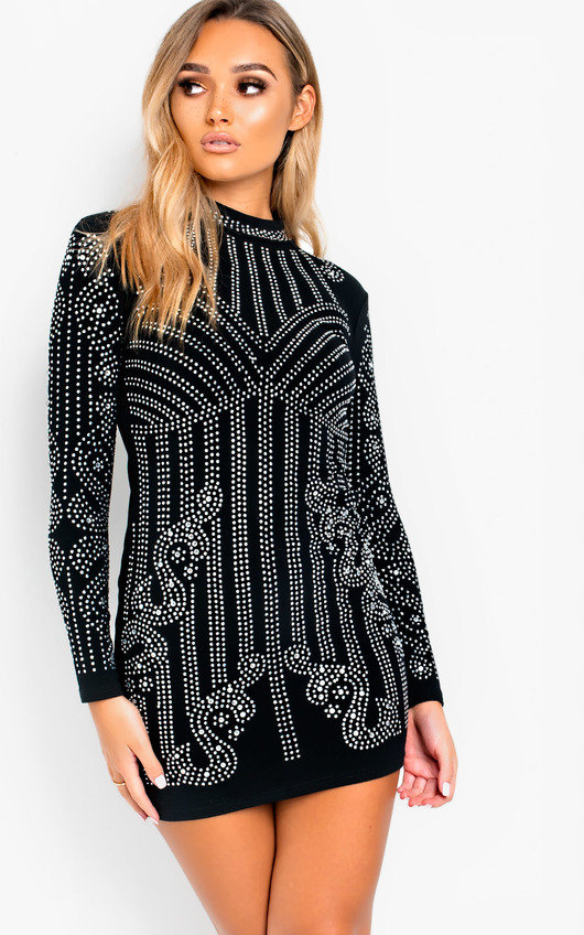 black embellished bodycon dress