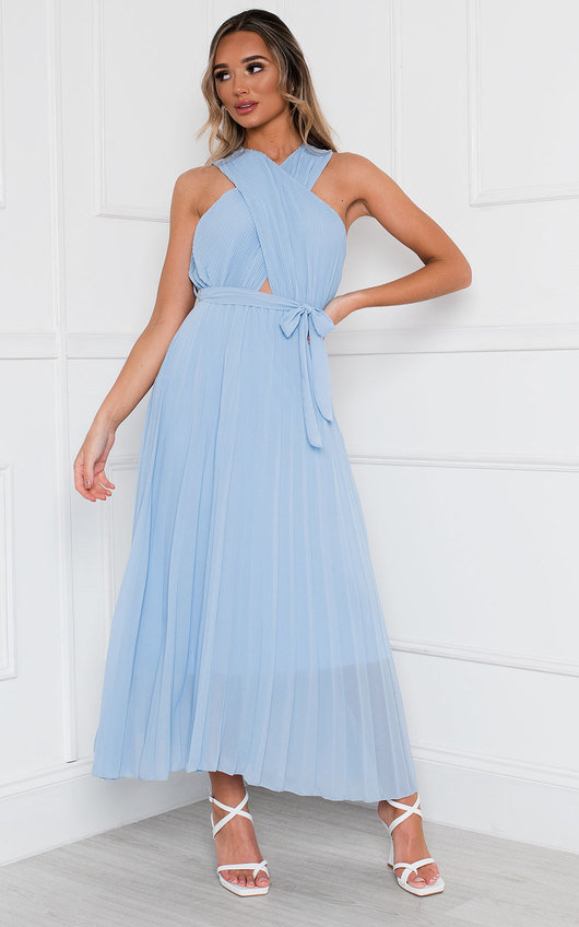 Ryanna pleated crossover maxi dress Clearance