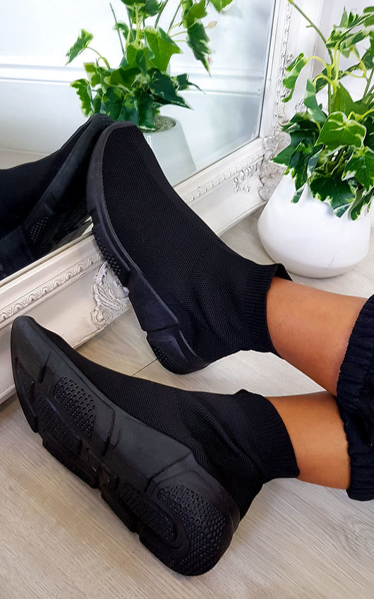 all black sock trainers