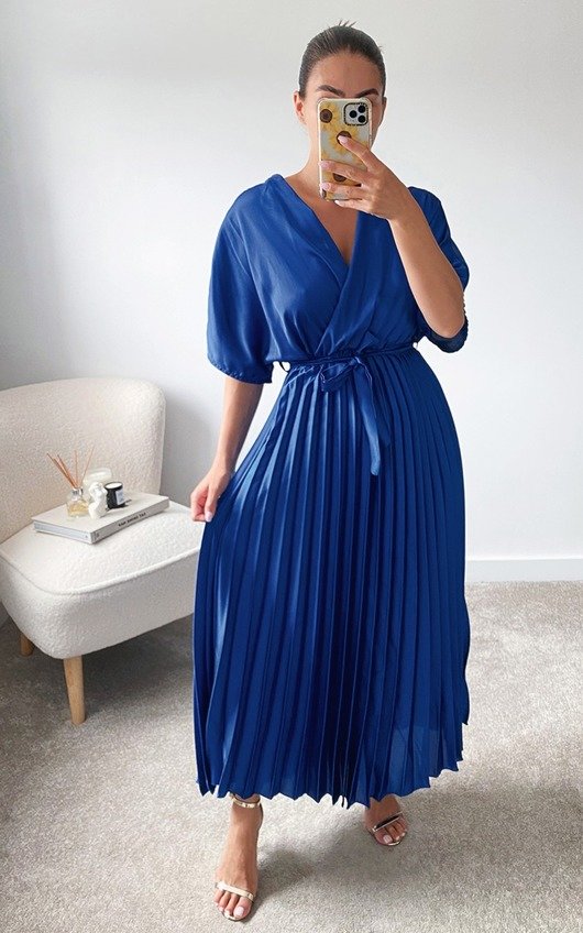 silk pleated midi dress