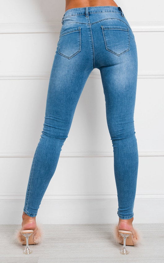 Ikrush femme Emily Skinny Mid Rise Ripped Jeans