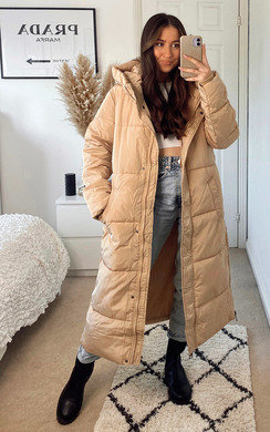 camel puffer coat