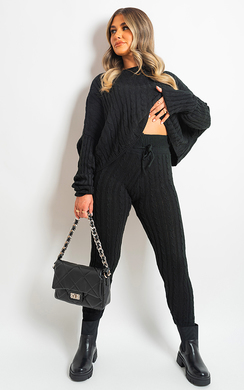 Arabella Cable Knitted Top Bottom Co-ord Set