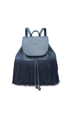 black leather fringe backpack