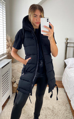 ladies long puffer gilet