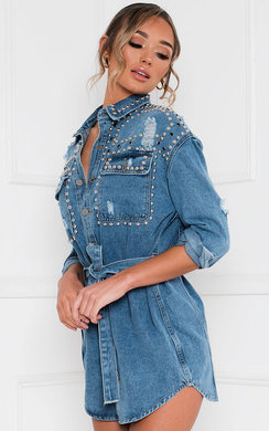 distressed denim dress