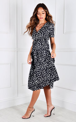 black floaty midi dress