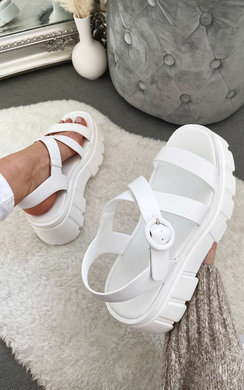 Chunky White Sandals Triple Strap Chunky Sandals Boohoo