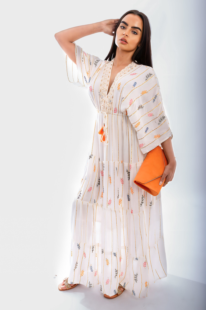 iKrush Tassel Printed Detail Maxi Dress Beach Summer Day Dresses Maxi Length - Picture 5 of 6