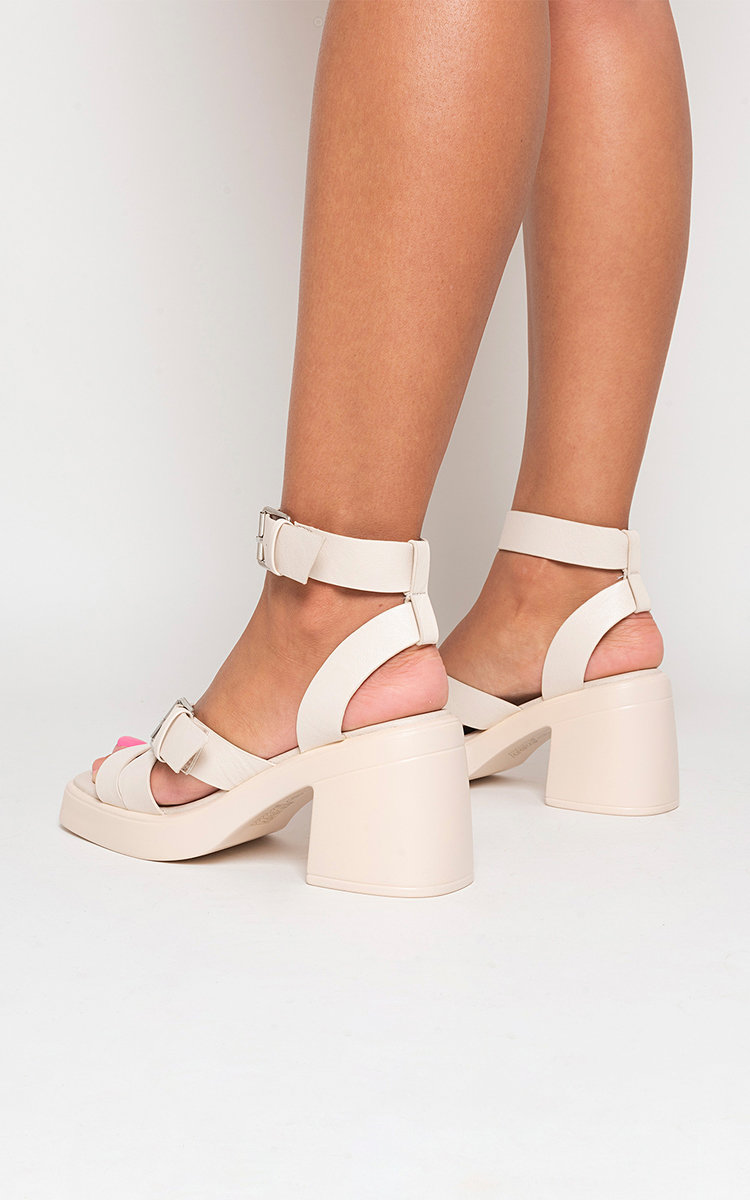 iKrush Cross Ankle Strap Heeled Sandals Ankle Strapping Block Heel Peep-Toe - Picture 7 of 8