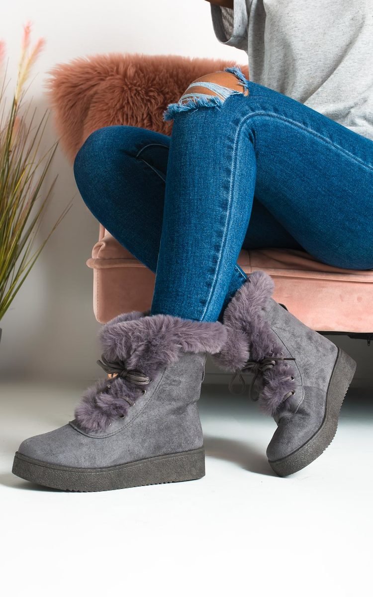 josie faux fur lace up boots