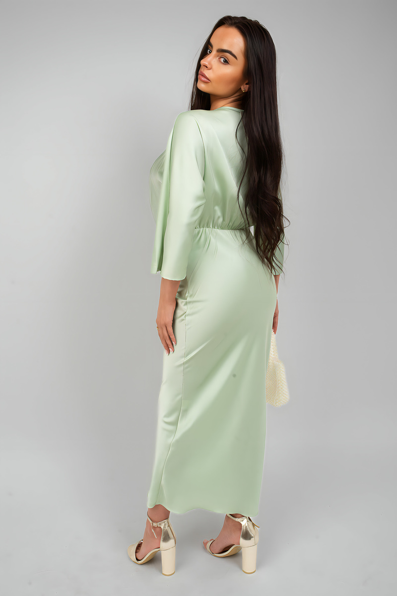 iKrush Twist Front Midi Dress Bodycon Midi Length V Neck 34 Sleeve - Picture 9 of 15