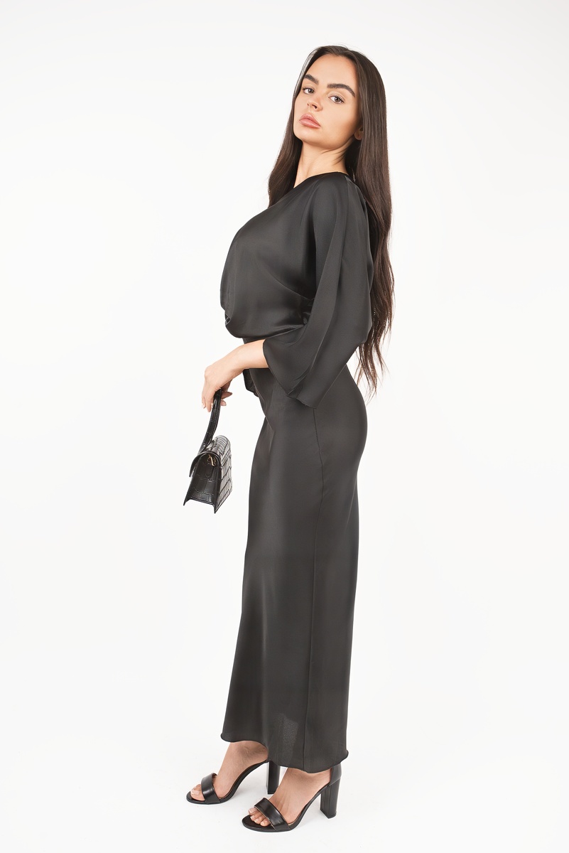iKrush Twist Front Midi Dress Bodycon Midi Length V Neck 34 Sleeve - Picture 14 of 15