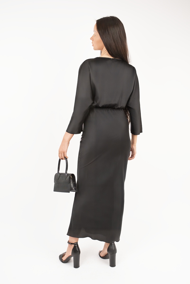 iKrush Twist Front Midi Dress Bodycon Midi Length V Neck 34 Sleeve - Picture 13 of 15