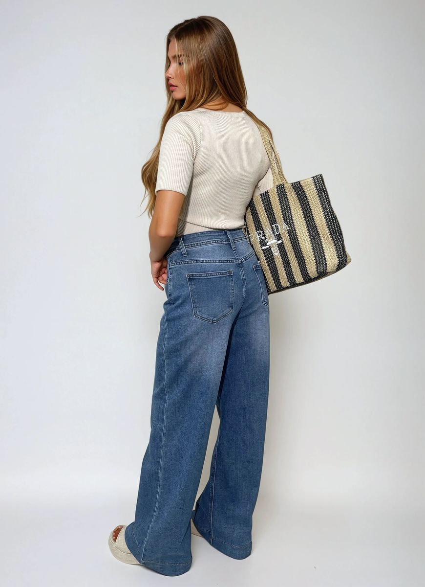 iKrush Waisted Wide Leg Jeans Mom Jeans Regular Length Casual Workwear - Picture 3 of 5