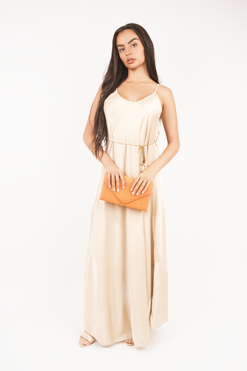 iKrush Maxikleid mit Federn Bindeband Taille Strand Sommer Tageskleider Maxilänge - Bild 11 von 15