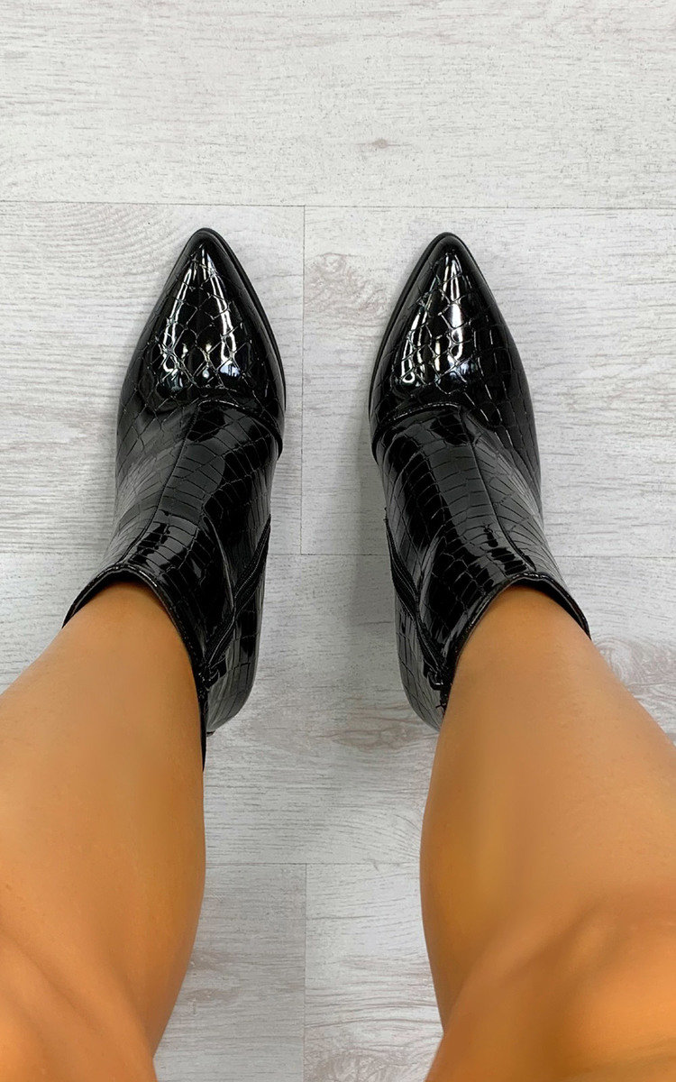 croc print ankle boots