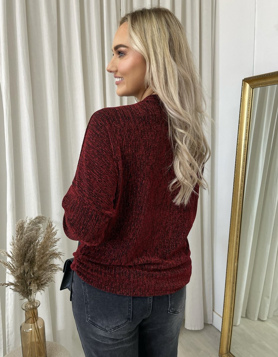 iKrush Zip Detail Glitz Top Blouse Regular Length V Neck Long Sleeve Casual - Picture 4 of 17