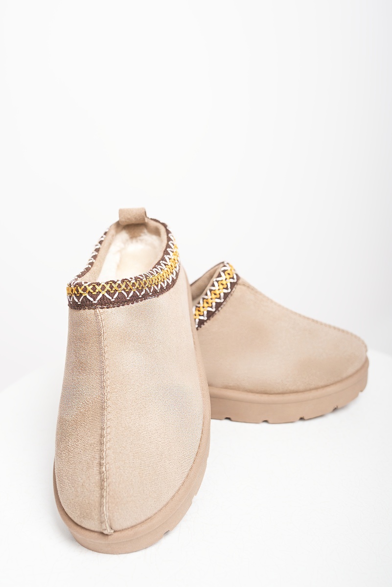 iKrush Slipper Wildleder Hausschuhe mit Ziernähten Slipper mittlerer Absatz normal - Bild 20 von 20