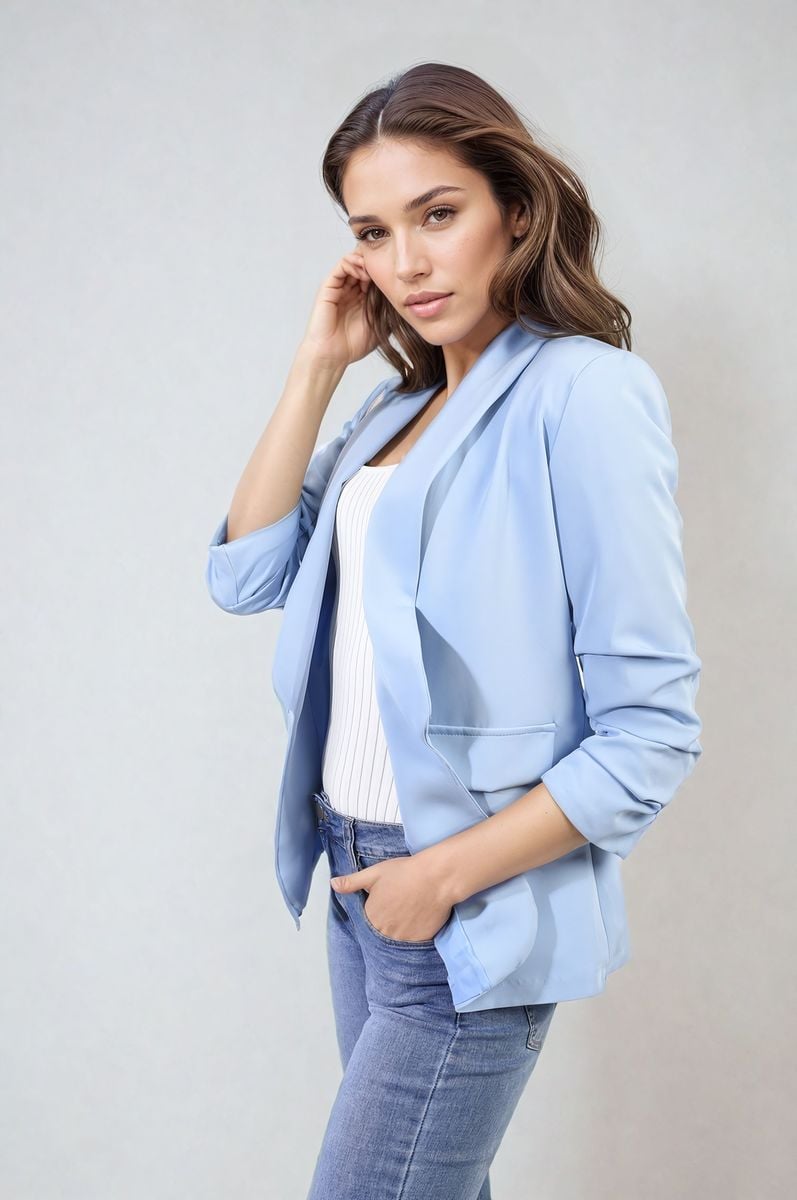 iKrush Sleeve Open Front Blazer Jacket With Front Pockets Blazer Regular - Picture 17 of 81